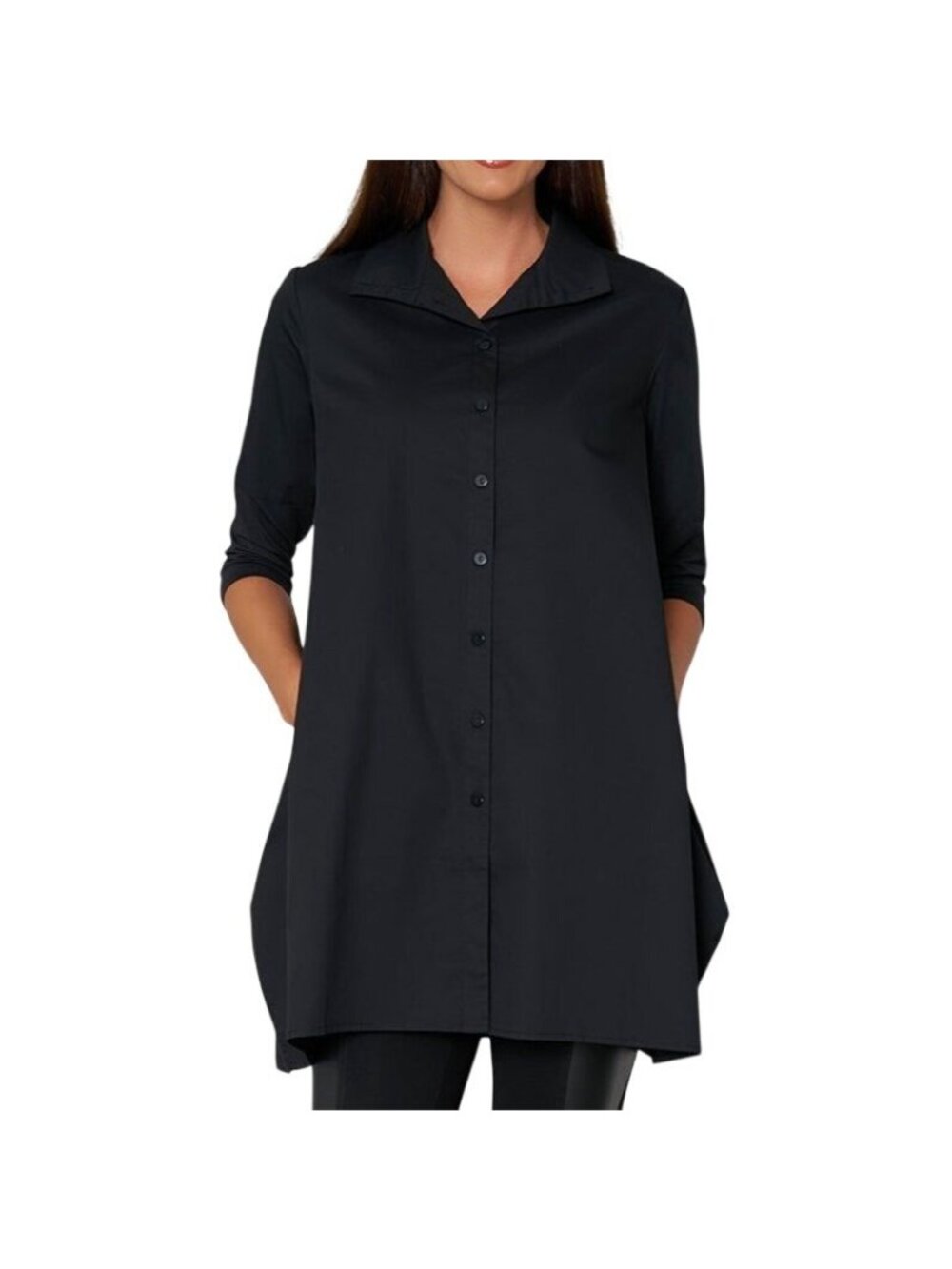 Stella Carakasi Black Tiburon Icon Tunic Cotton & Jersey 1/2 Sleeve Oversized XS